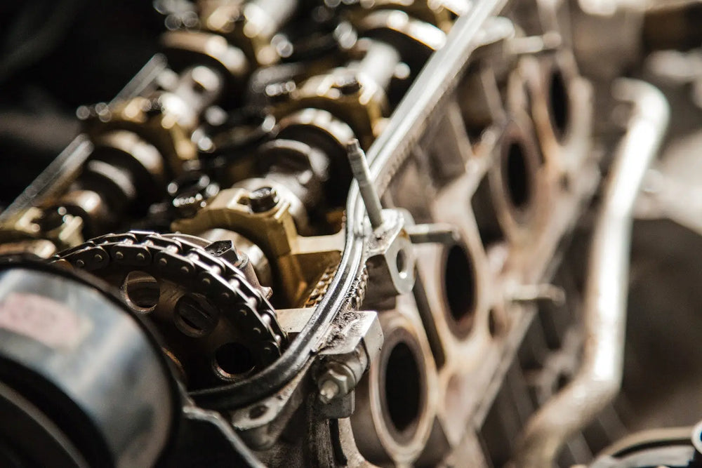 
              Timing chain on the inside of a big block engine.